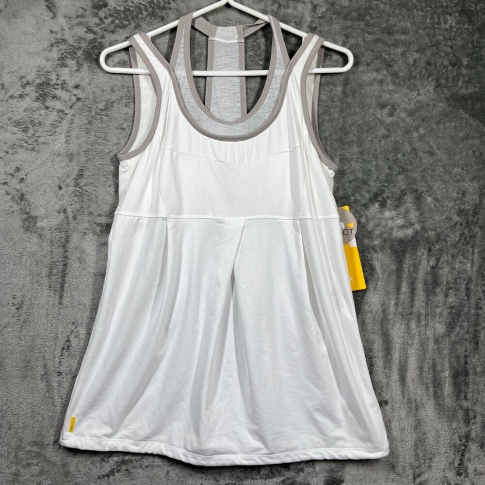 Lole Tank Top Women Large White Built-in Bra Wicking Quick Dry UPF-50 Activewear